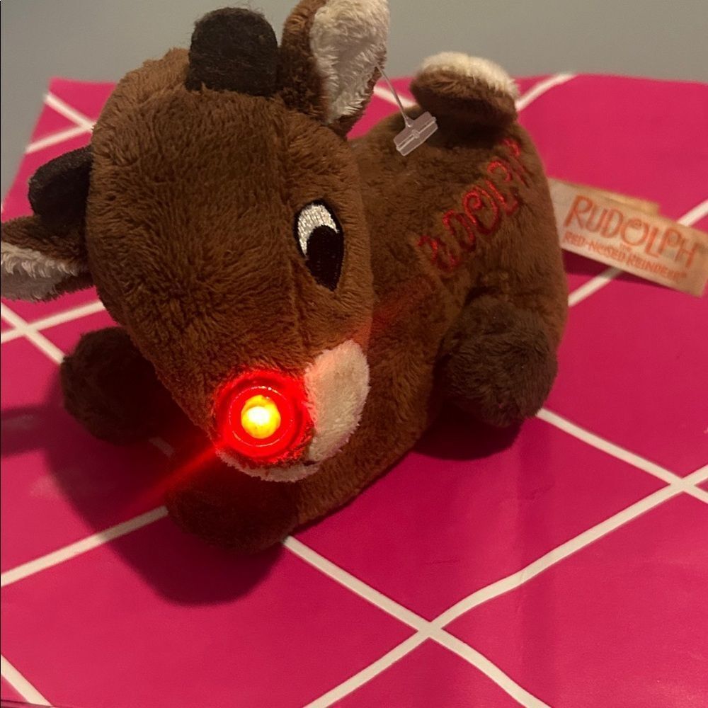 Rudolph the Red-Nosed Reindeer Plush Toy - Brown lights up and sings